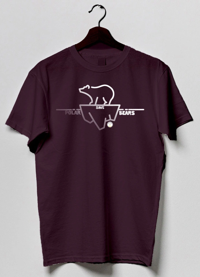A photo showing the SAVE THE BEARS t-shirt designed by the Drawing United studio